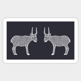 Saiga Antelopes in Love - cute antelope design - dark colors Sticker